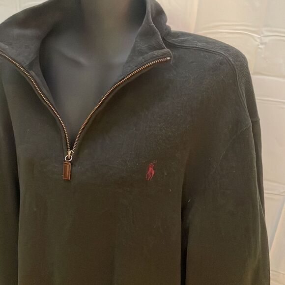 Large Ralph Lauren Blue Label black long sleeve 1/4 zip pullover sweater - Picture 6 of 16